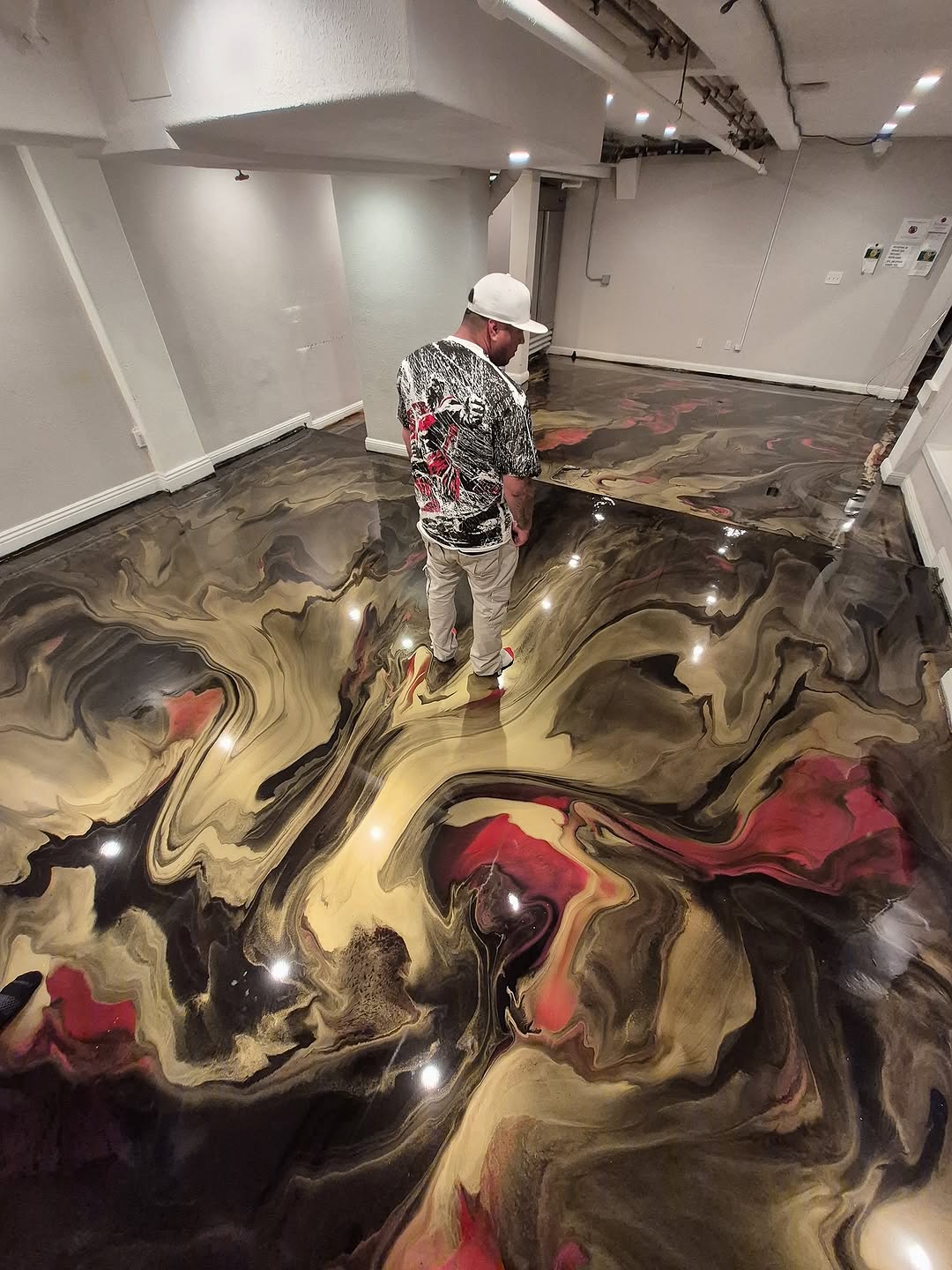 Ocean blue resin bar top with translucent layers