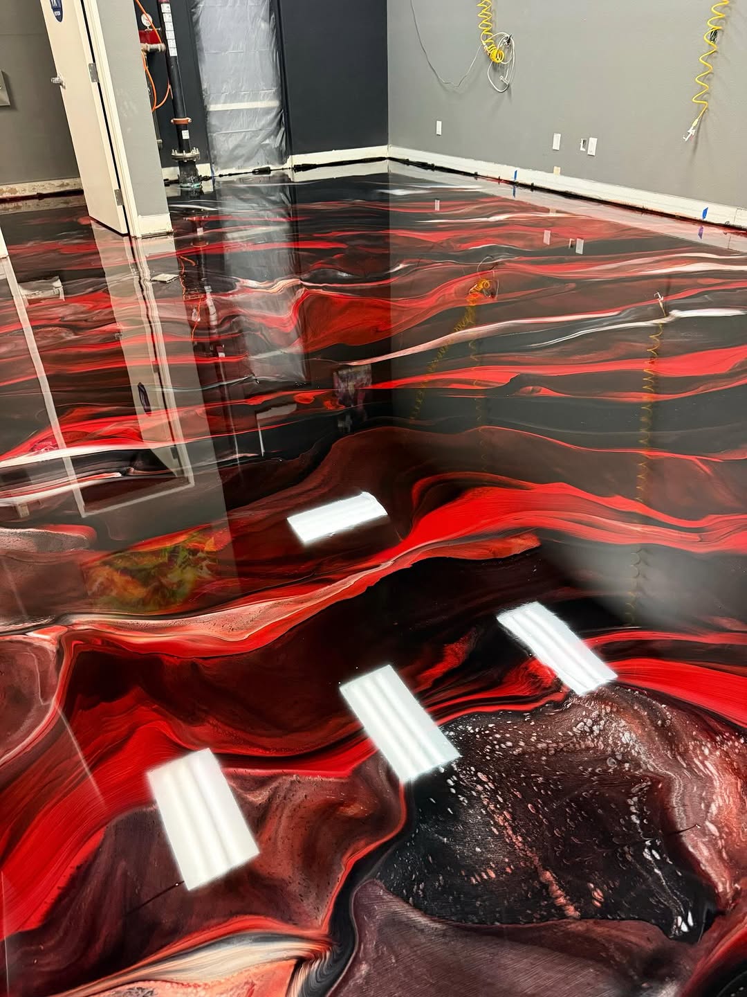 Retail floor with custom brand color matching and department zone markings