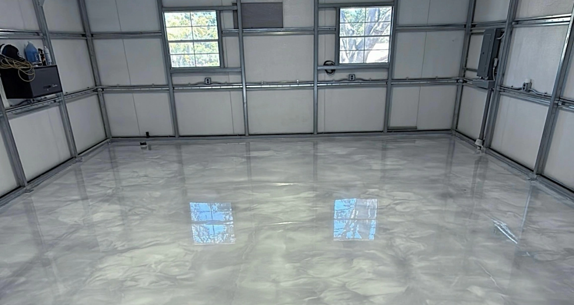 Solid gray polyaspartic garage floor coating